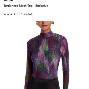 Aqua Purple Multi Turtleneck Mesh Long-Sleeve Top